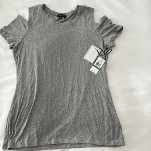 State cold shoulder T-shirt, gray, size large, new with tags.